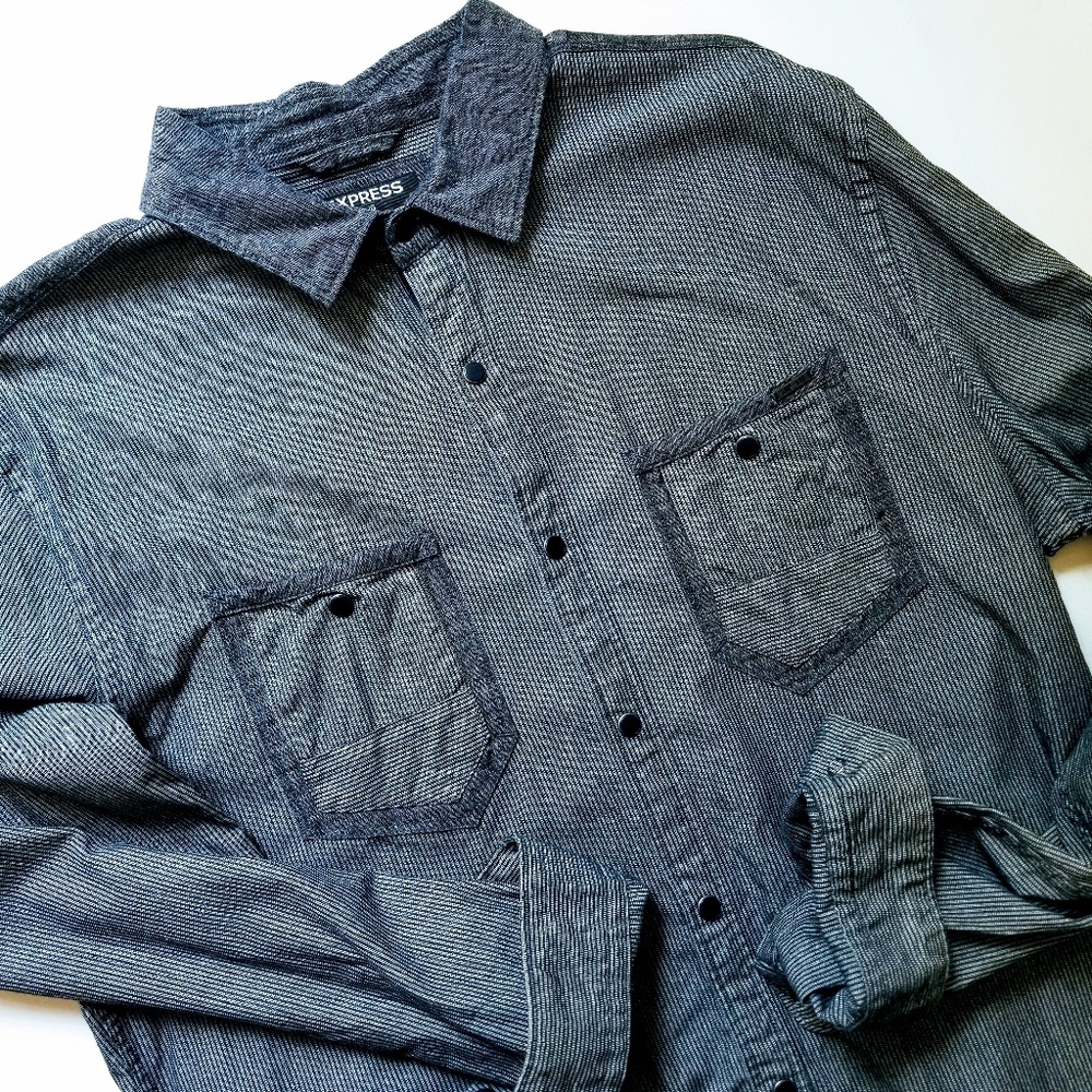 Express | Cotton Chambray Pinstripe Collar Shirt
